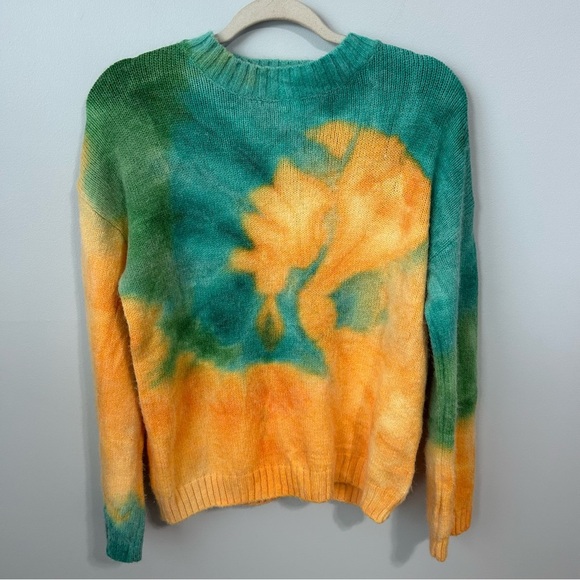 Princess Polly Green Orange Tie Dye Crew Neck Sweater Women’s Size Small Medium - Picture 1 of 5